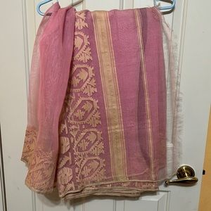 Pink and tan saree